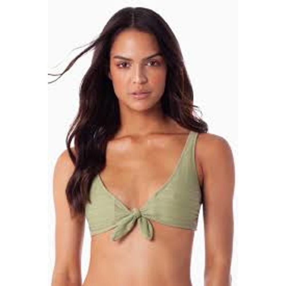 RHYTHM Tahiti Tie Tank Bikini Swimsuit Top in Aloe Green Size 10 / M NWT